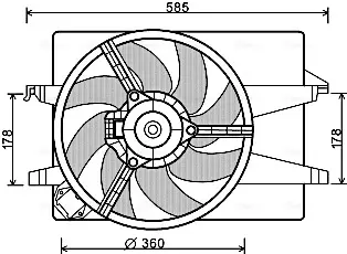 AVA FORD Вентилятор радіатора (з дифузором) FIESTA V 01-, FUSION 02-, MAZDA AVA cooling systems FD7553
