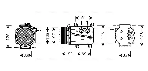 AVA FORD Компресор кондиціонера MONDEO III 1.8, 2.0 00-, TRANSIT 2.3 06- AVA cooling systems FDAK171