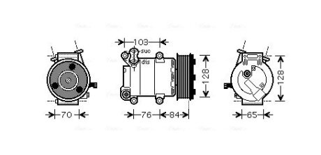 AVA FORD Компресор кондиціонера C-MAX 1.6 07-, FOCUS C-MAX 1.4, 1.6, 1.8 03-, TRANSIT 2.4 06- ava cooling systems FDAK418