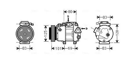 AVA HYUNDAI Компресор кондиціонера SANTA FE II, SONATA V, KIA AVA cooling systems HYAK240