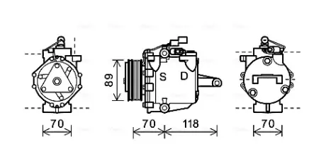 AVA MITSUBISHI Компресор кондиціонера COLT VI 1.1, 1.3, 1.5 04- AVA cooling systems MTAK224