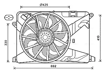 AVA OPEL Вентилятор радіатора (з дифузором) MOKKA / MOKKA X 1.4 12-, CHEVROLET AVA cooling systems OL7669