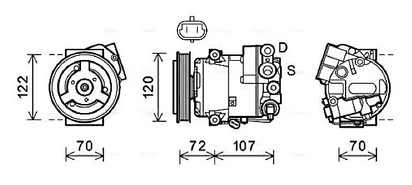 AVA OPEL Компресор кондиціонера ASTRA J 1.4 09-, MERIVA B 1.4 10- AVA cooling systems OLAK595