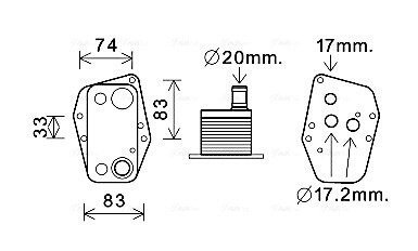 AVA BMW Оливний радіатор 1 E87, 3 E46/90, 5 E60, X3 E83 2.0d ava cooling systems BW3555