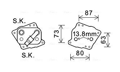 AVA BMW Оливний радіатор (без корпуса) 1 (E81), 1 (E87), 1 (E88), 3 (E90), 5 (E60), X3 (E83) ava cooling systems BW3412 на Бмв 5 серии