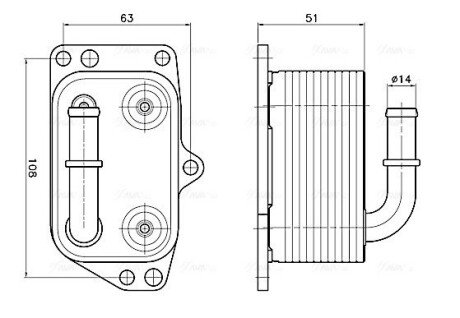 AVA CITROEN Оливний радіатор (без корпуса) C4/5, Jumpy 2.0HDI 11-, Peugeot 307/407, Expert ava cooling systems PE3433 на Пежо 308