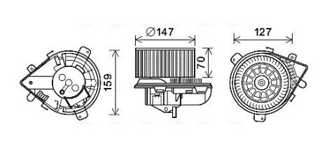 Моторчик (вентилятор) пічки ava cooling systems PE8393 на Фиат Улисс