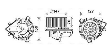 CITROEN вентилятор салону Evasion, Jumpy, Fiat Scudo, Peugeot Expert, 806 95- ava cooling systems PE8395