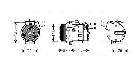 AVA FIAT Компресор кондиціонера DOBLO, FIORINO, PUNTO EVO, CITROEN, PEUGEOT ava cooling systems FTAK384 на Фиат Добло