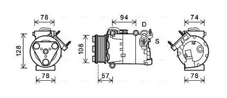 AVA FORD Компресор кондиціонера C-MAX II 2.0 TDCi 10-, GALAXY II 2.0 TDCi 06-, MONDEO IV 2.0 TDCi 07-, LAND ROVER ava cooling systems FDAK482