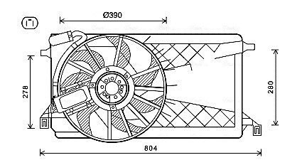 Вентилятор охолодження радіатора ava cooling systems FD7563 на Форд Фокус 2