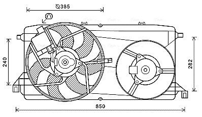 AVA FORD Вентилятор радіатора (дифузор в зборі) TRANSIT TOURNEO 2.2 06-, TRANSIT 2.2 06- ava cooling systems FD7580 на Форд Транзит 6