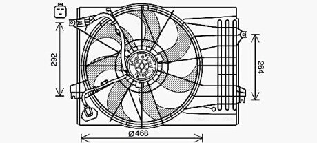 AVA HYUNDAI Вентилятор радіатора (дифузор в зборі) TUCSON 2.7 04-, KIA ava cooling systems HY7572