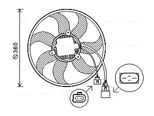 AVA VW Вентилятор радіатора Audi A1/3, Caddy III, Golf V,VI, Jetta III, Passat, Touran, Skoda Fabia II, Octavia II, SuperB II, Yeti 1.6/2.0TDI AVA cooling systems VN7537 Фольксваген Пассат б7