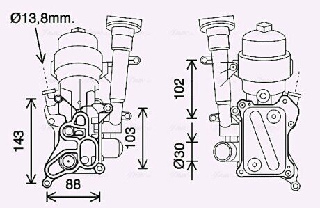 Радіатор масляний FIAT DOBLO (119, 223) (01-) 1.3 MJTD в сб. (AVA) ava cooling systems OL3686H на Опель Корса д