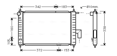 Радиатор охлаждения двигателя AVA cooling systems DWA2046