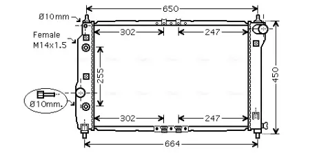Радіатор охолодження двигуна AVA Cooling Systems DWA2068
