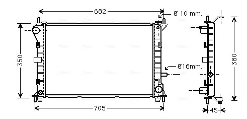 Радиатор охлаждения двигателя AVA cooling systems FD2265