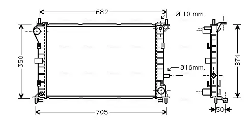 Радиатор охлаждения двигателя AVA cooling systems FD2379
