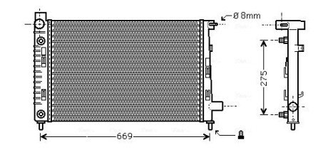 Радіатор охолодження двигуна ava cooling systems MSA 2282 на Мерседес W168 (а160)