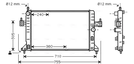 Радиатор охлаждения двигателя AVA cooling systems OL2305