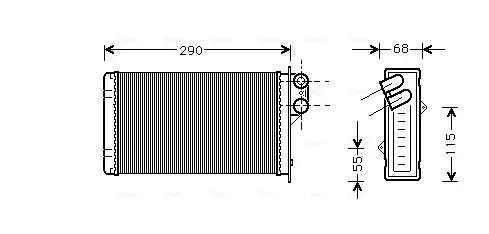 Радиатор отопителя P405/P406 ALL MT/AT 87-99 (Ava) AVA Cooling Systems PE6100 (фото 1)