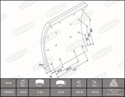 Накладки тормозные WVA19932 необходимы заклепки: 6.65x18 64шт beral KBL19932.1-1660