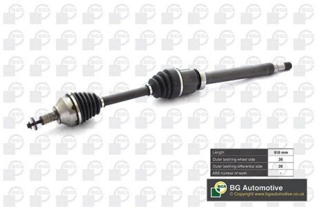 Полуось Focus/C-Max 2.0TDCi 04-12 (26/36)918mm Пр. bga DS2332R на Smart Crossblade