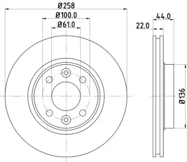 Тормозной диск перед. Logan/Sandero (PRO) BHS (Behr hella service) 8DD355119461 Smart Forfour