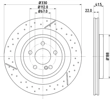 HELLA PRO HIGH CARBON DB Гальмівний диск W176, C117, X156, R172 BHS (Behr hella service) 8DD355126441
