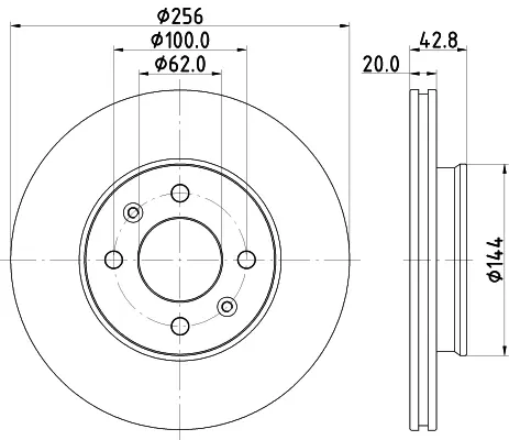 HELLA PRO KIA диск гальм. передн. Picanto 17- BHS (Behr Hella Service) 8DD355130001 (фото 1)