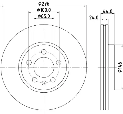 HELLA PRO VW Диск гальм. передній Polo, T-Cross, SKODA Scala, Kamiq BHS (Behr hella service) 8DD355132891