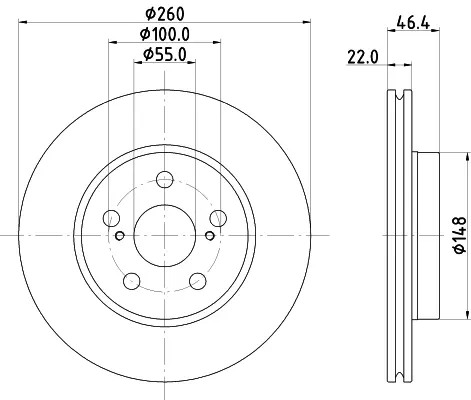 HELLA PRO TOYOTA Гальмівний диск передн. YARIS 1.0 20- BHS (Behr hella service) 8DD355135141