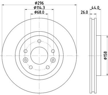 Диск гальмівний перед. (296mmx26mm) NISSAN QASHQAI II 1.2 DIG-T/1.2 TCe 130/1.5 dCi/1.5 dCi 110/1.6 dCi/1.6 dCi 130/1.6 dCi 130 4x4/1.6 dCi ALL MODE 4x4-i/1.6 DIG-T/2.0 ALL MODE 4x4-i bhs (behr hella service) 8DD 355 122-791