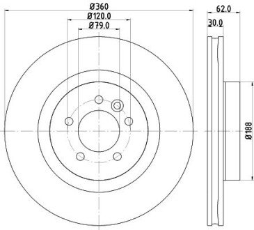 Диск гальмівний перед Land Rover Range Rover Sport 06-12 bhs (behr hella service) 8DD355118871