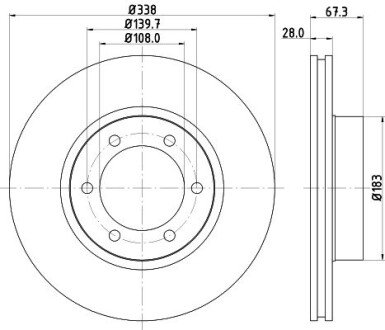 Диск гальмівний перед. Toyota Land Cruiser 3.0-4.0 03- bhs (behr hella service) 8DD 355 111-861