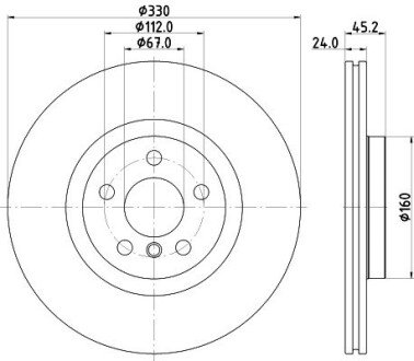 Диск гальмівний передн. вентил. BMW 2 F45 14- X1 F48 15- 330X24 V bhs (behr hella service) 8DD355122641