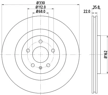 Гальмівний диск зад. Audi A4, A5, A6, A7, A8, Q5, Q7 08- BHS (Behr Hella Service) 8DD355118021 (фото 1)