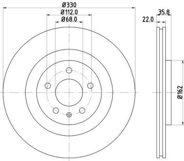 Гальмівний диск зад. Audi A4, A5, A6, A7, A8, Q5, Q7 08- bhs (behr hella service) 8DD355118021