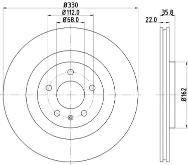 Гальмівний диск зад. Audi A4, A5, A6, A7, A8, Q5, Q7 08- BHS (Behr Hella Service) 8DD355118021