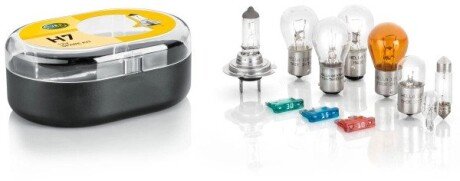 HELLA H7 12V Набір лампа розжарювання (C5W, H7, P21/4W, P21/5W, P21W, PY21W, R5W, W5W + 3 запоб.) bhs (behr hella service) 8GH007157901