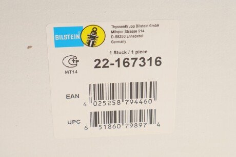 Передній амортизатор (стойка) bilstein 22-167316