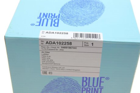 Фільтр повітряний blue Print ADA102258