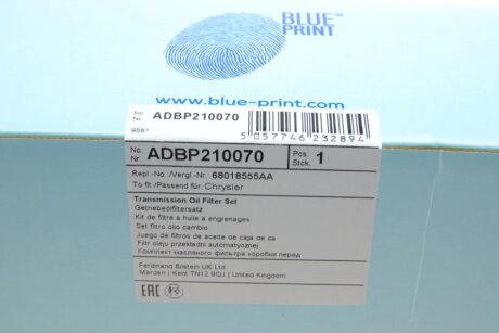 Фильтр АКПП с прокладкой blue Print ADBP210070
