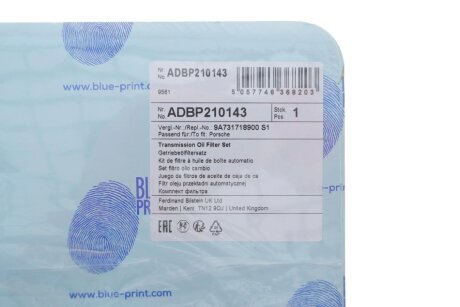 PORSCHE Гідравлічний фільтр АКПП + прокладка PANAMERA 2.9-4.0 16- blue Print ADBP210143