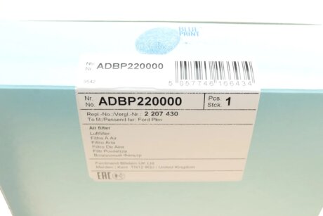 Фільтр повітряний blue Print ADBP220000