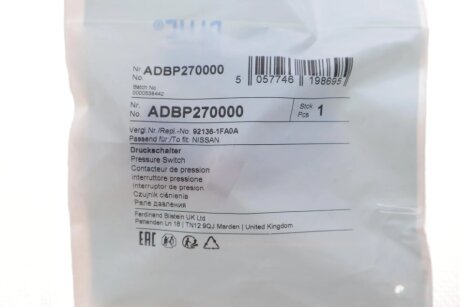 NISSAN Пневмовыключатель кондиционера X-Trail, Pathfinder, Tiida, Navara blue Print ADBP270000