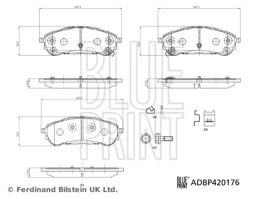 BLUE PRINT FORD Колодки гальмівні задні RANGER (TKE) 2.0 EcoBlue 4x4 Blue Print ADBP420176 (фото 1)