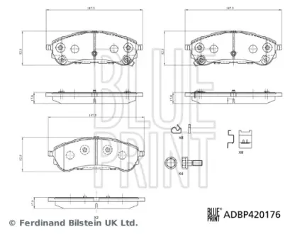 BLUE PRINT FORD Колодки гальмівні задні RANGER (TKE) 2.0 EcoBlue 4x4 Blue Print ADBP420176