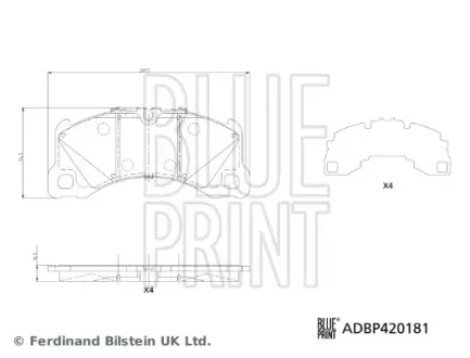 BLUE PRINT PORSCHE Комплект гальмівних колодок передні CAYENNE (9YA) 2.0 E-Hybrid AWD (9YAAM1) 18- blue print ADBP420181